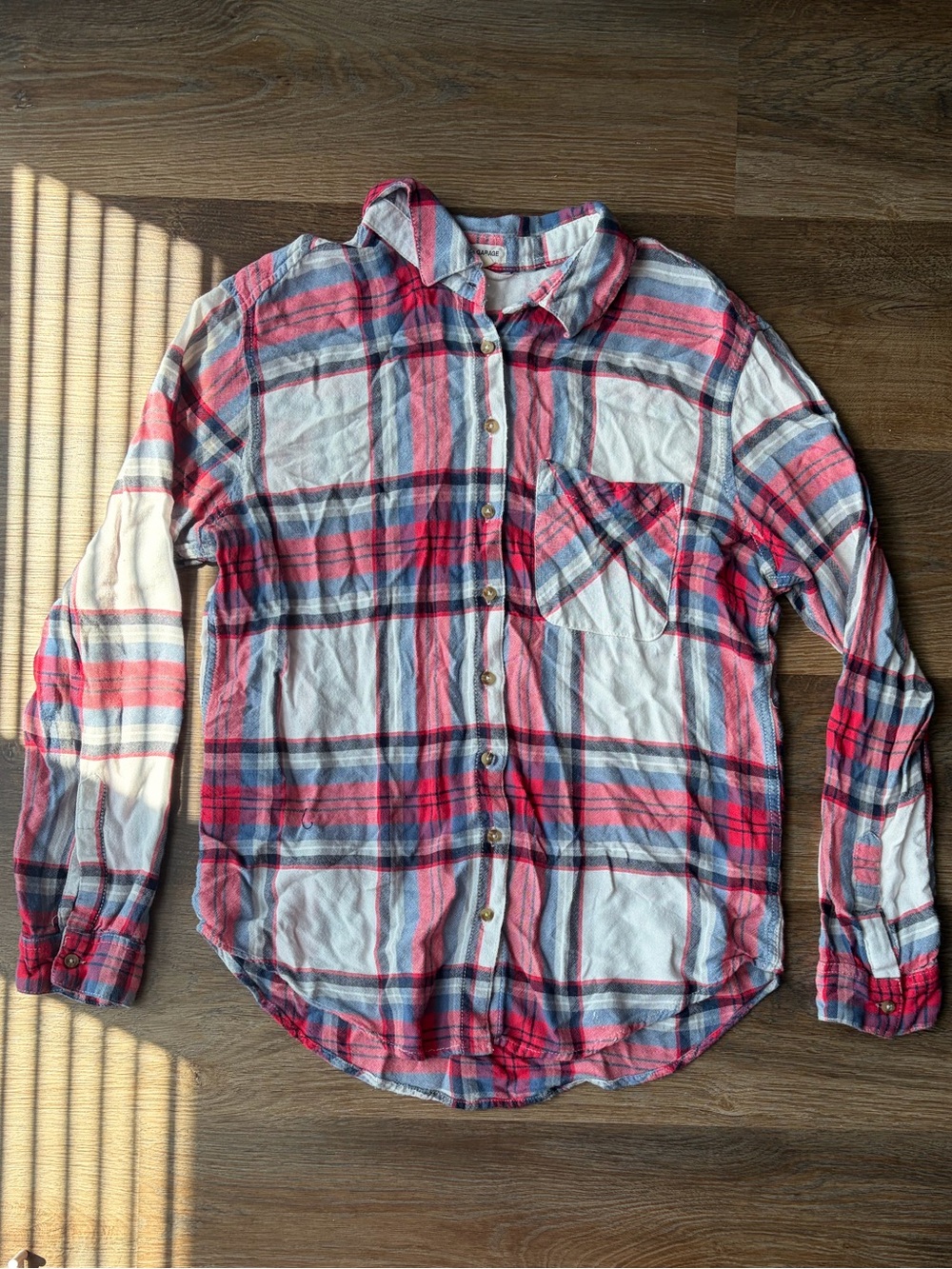 2010’s Garage Red and White Plaid Button-Down Shirt